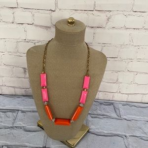 J. Crew pink & orange rectangle acrylic necklace
